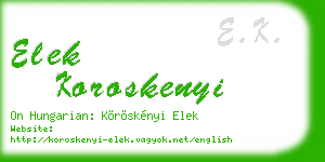 elek koroskenyi business card